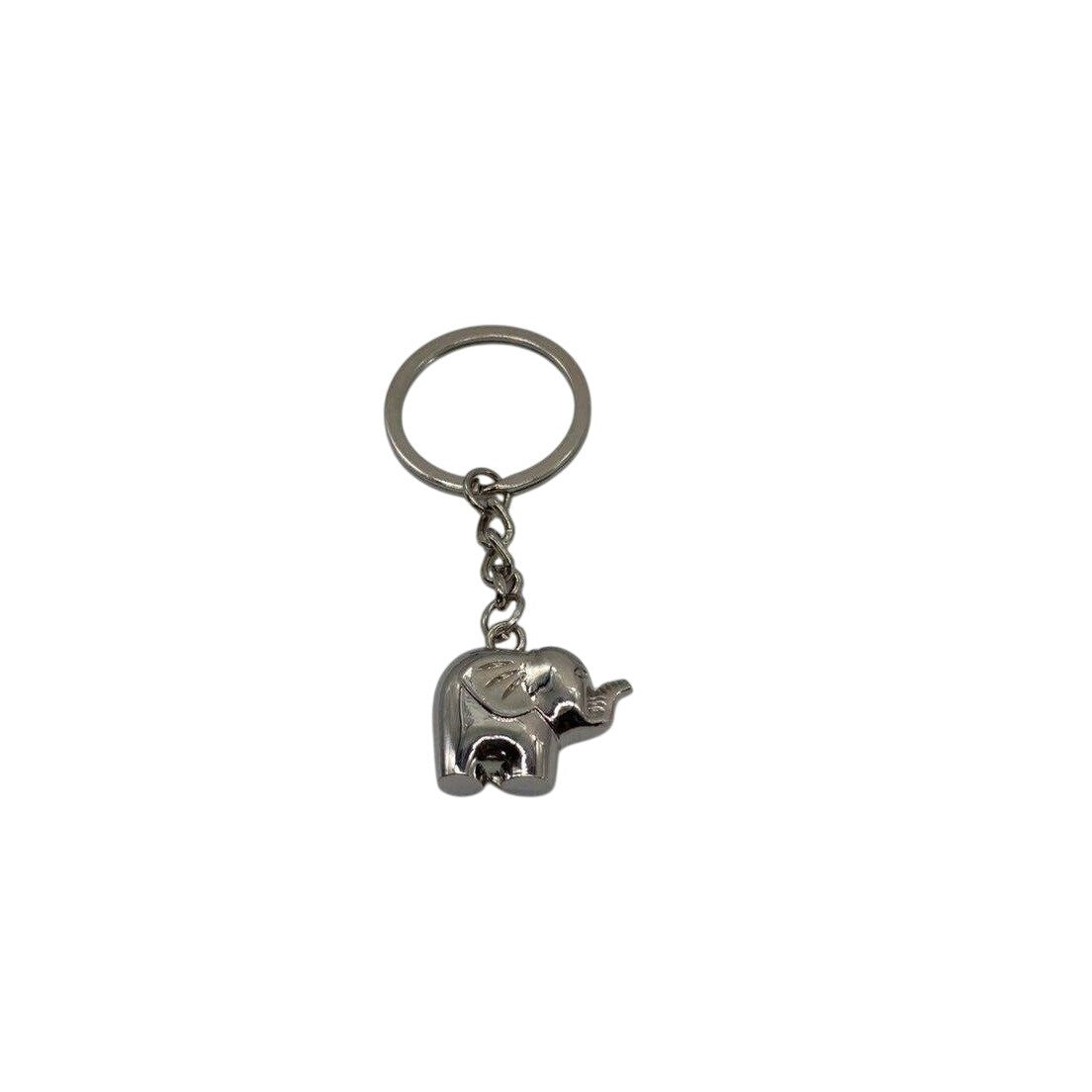 Metallic Elephant Keychain With Silver Tone Finish & Functional Compact Design