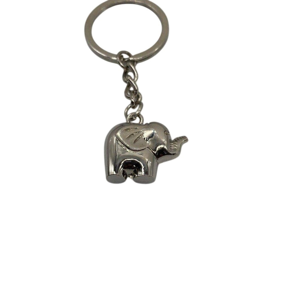 Metallic Elephant Keychain With Silver Tone Finish & Functional Compact Design