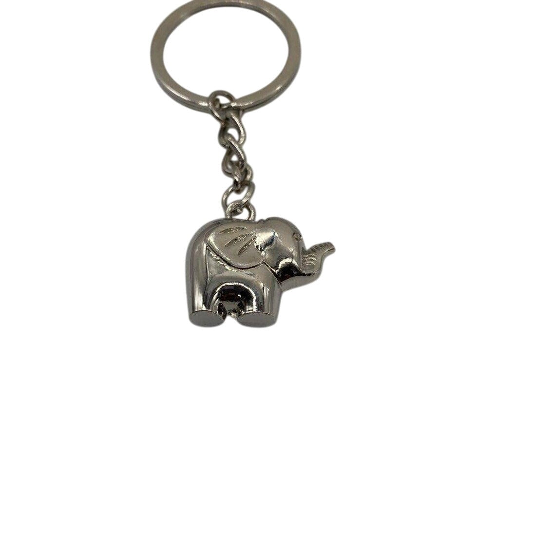 Metallic Elephant Keychain With Silver Tone Finish & Functional Compact Design