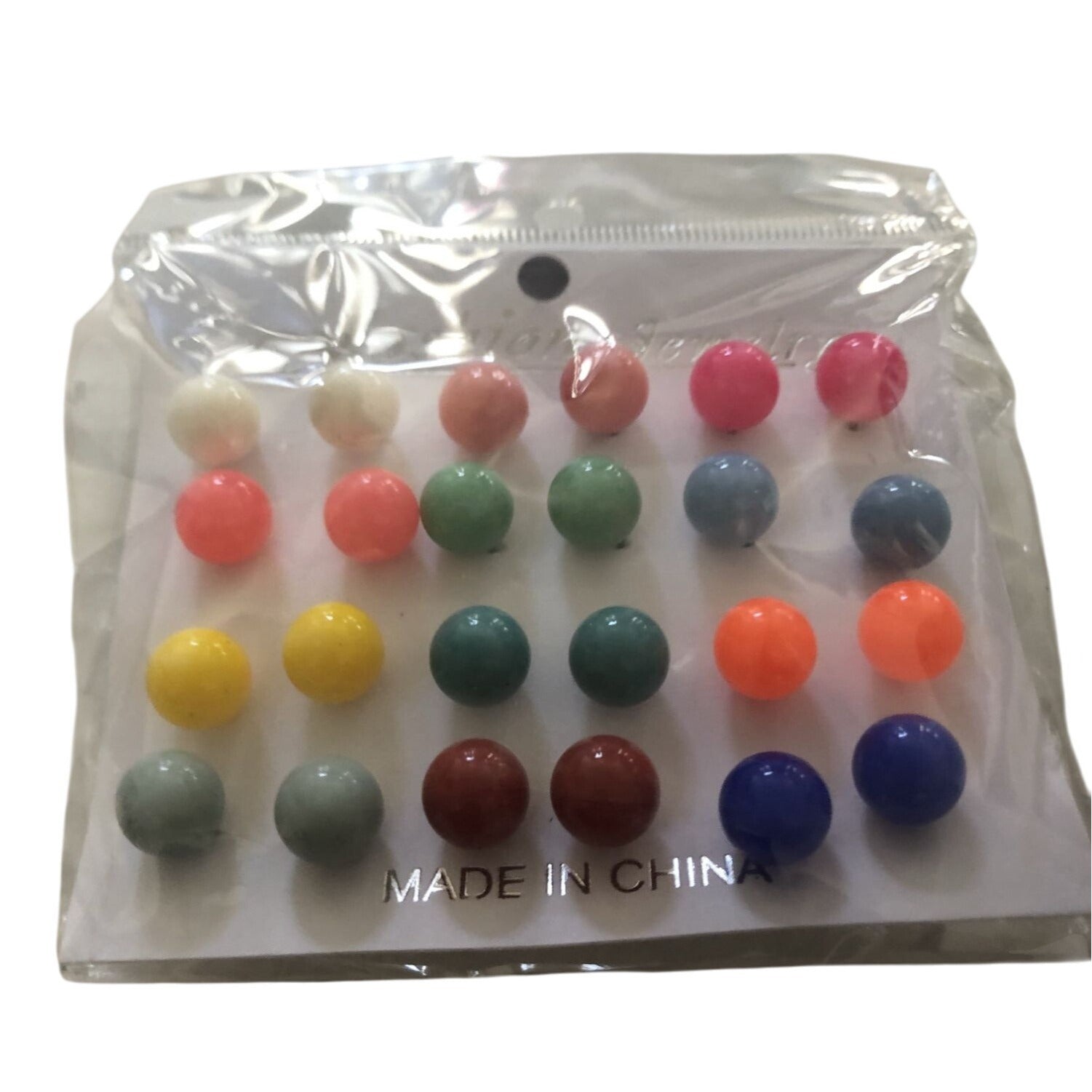 Colorful Round Stud Earrings Set  12 Pairs Mixed Colors Fashion Jewelry
