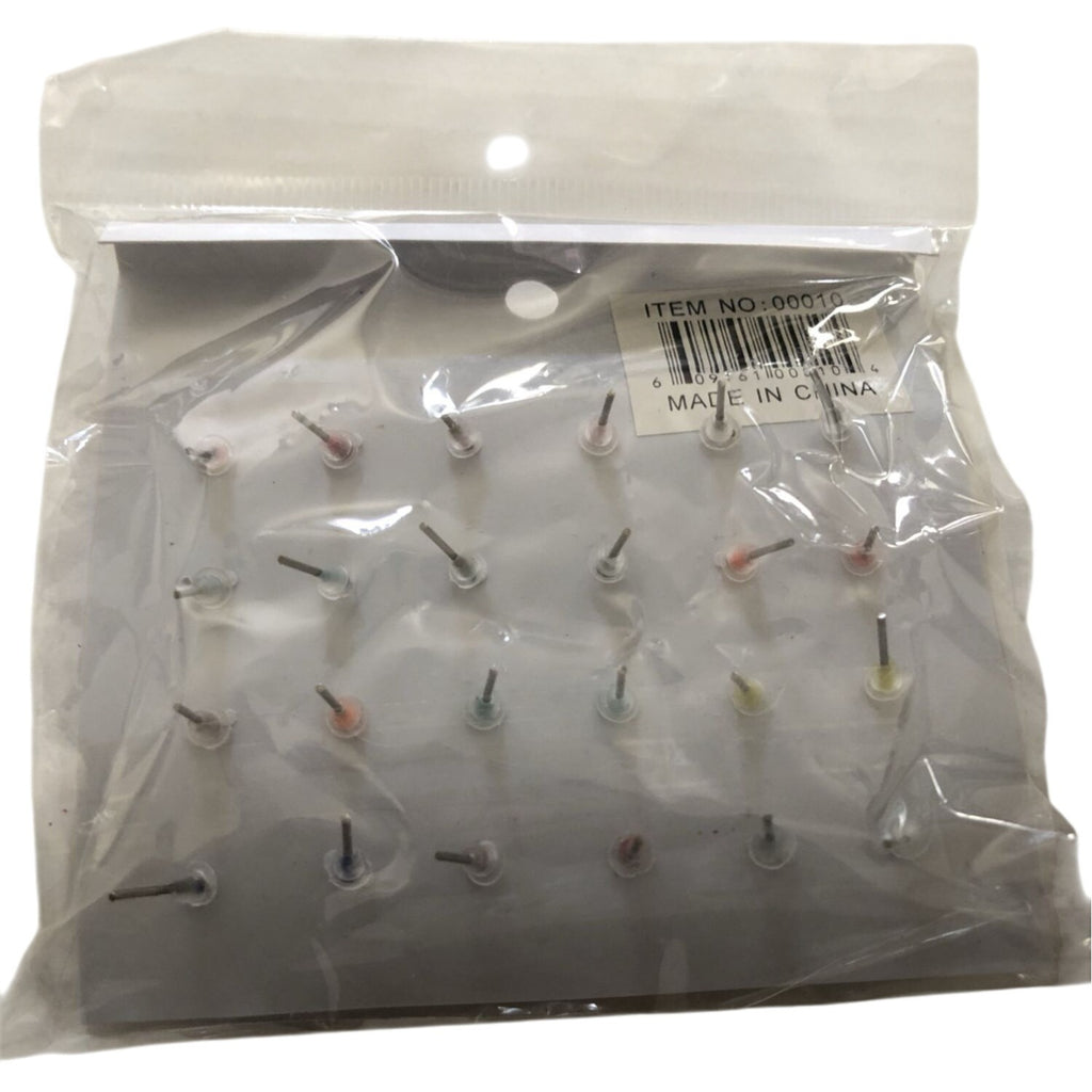 Colorful Round Stud Earrings Set  12 Pairs Mixed Colors Fashion Jewelry