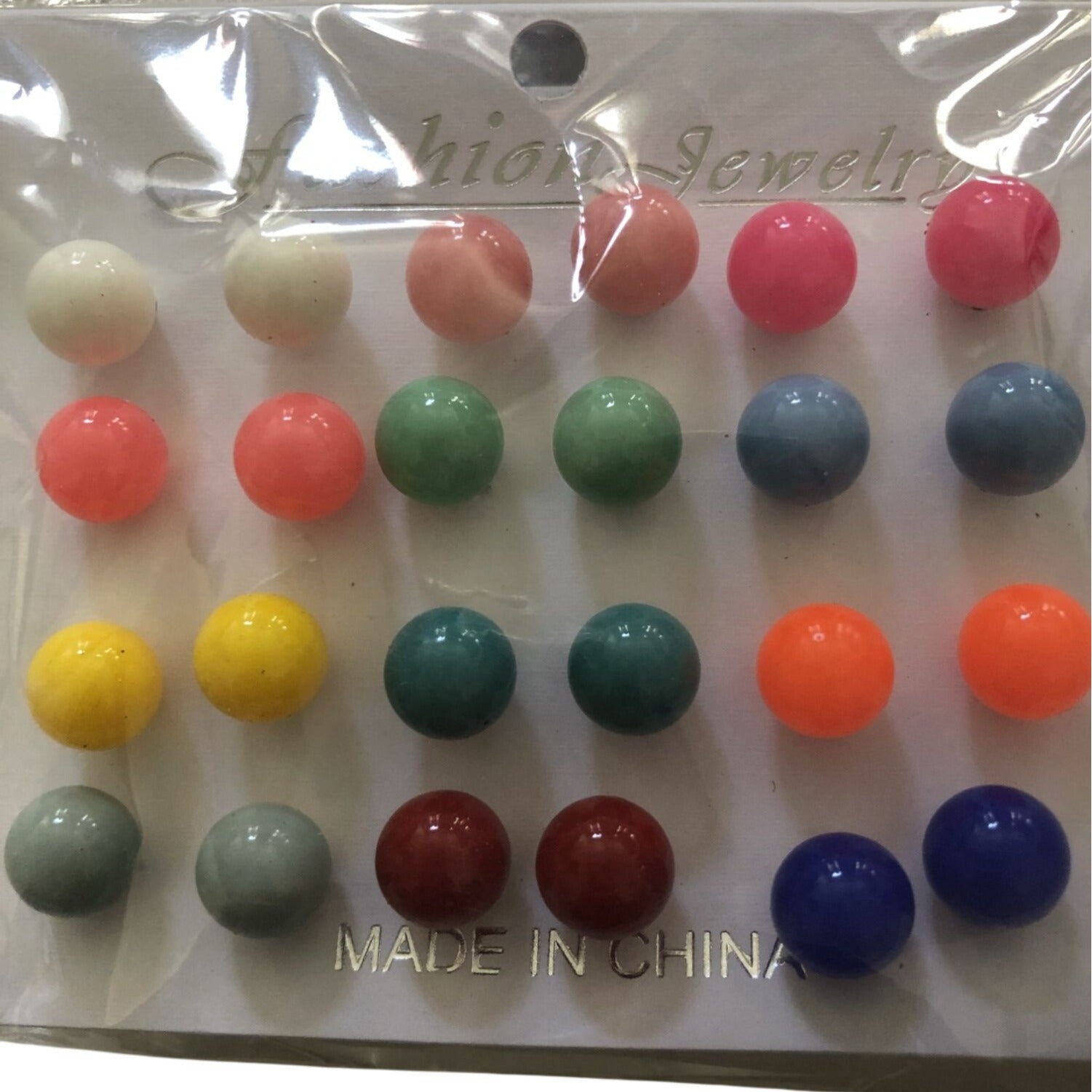 Colorful Round Stud Earrings Set  12 Pairs Mixed Colors Fashion Jewelry