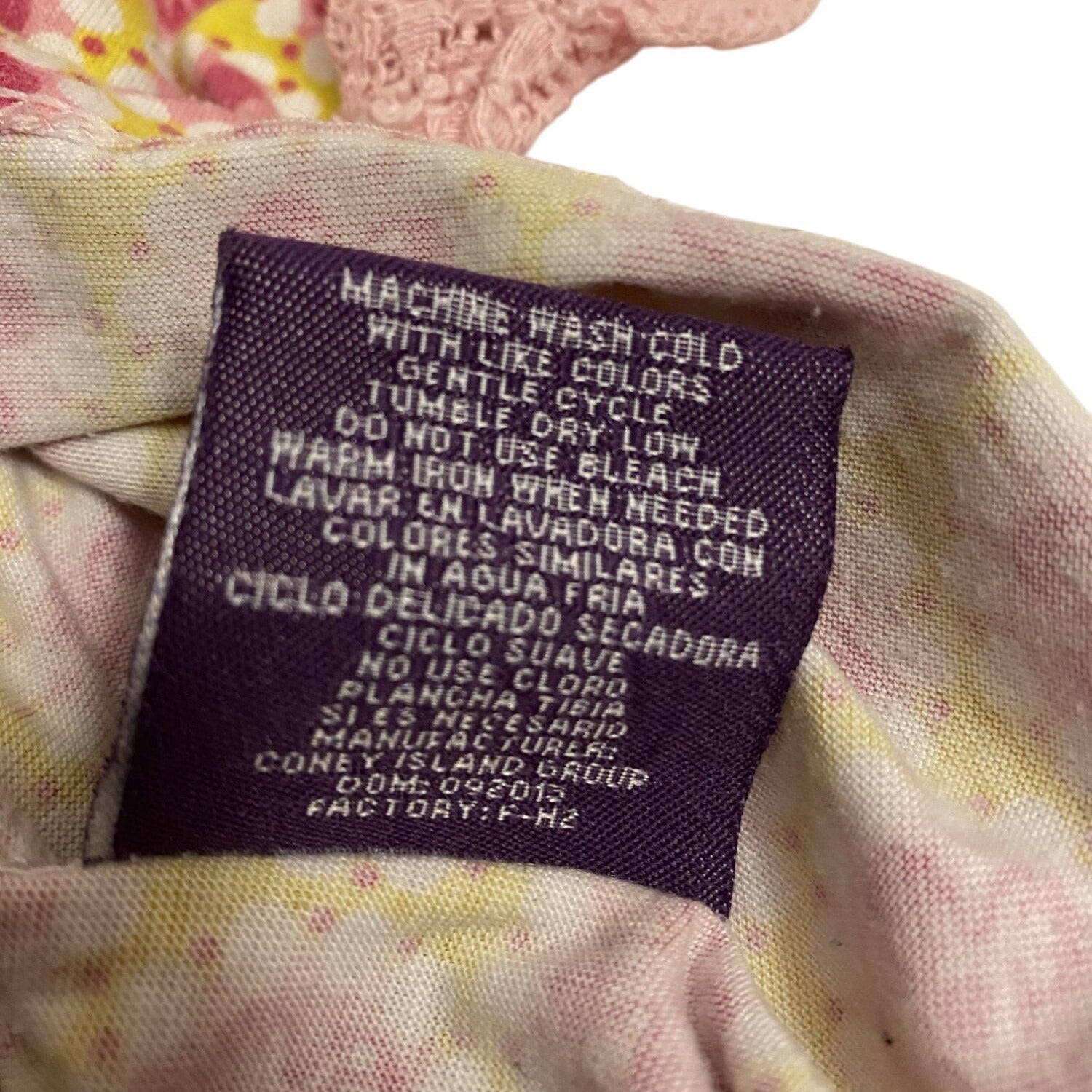 Coney Island Girls Pink Lace & Floral Print Baby Shirt Size 24M Short Sleeve