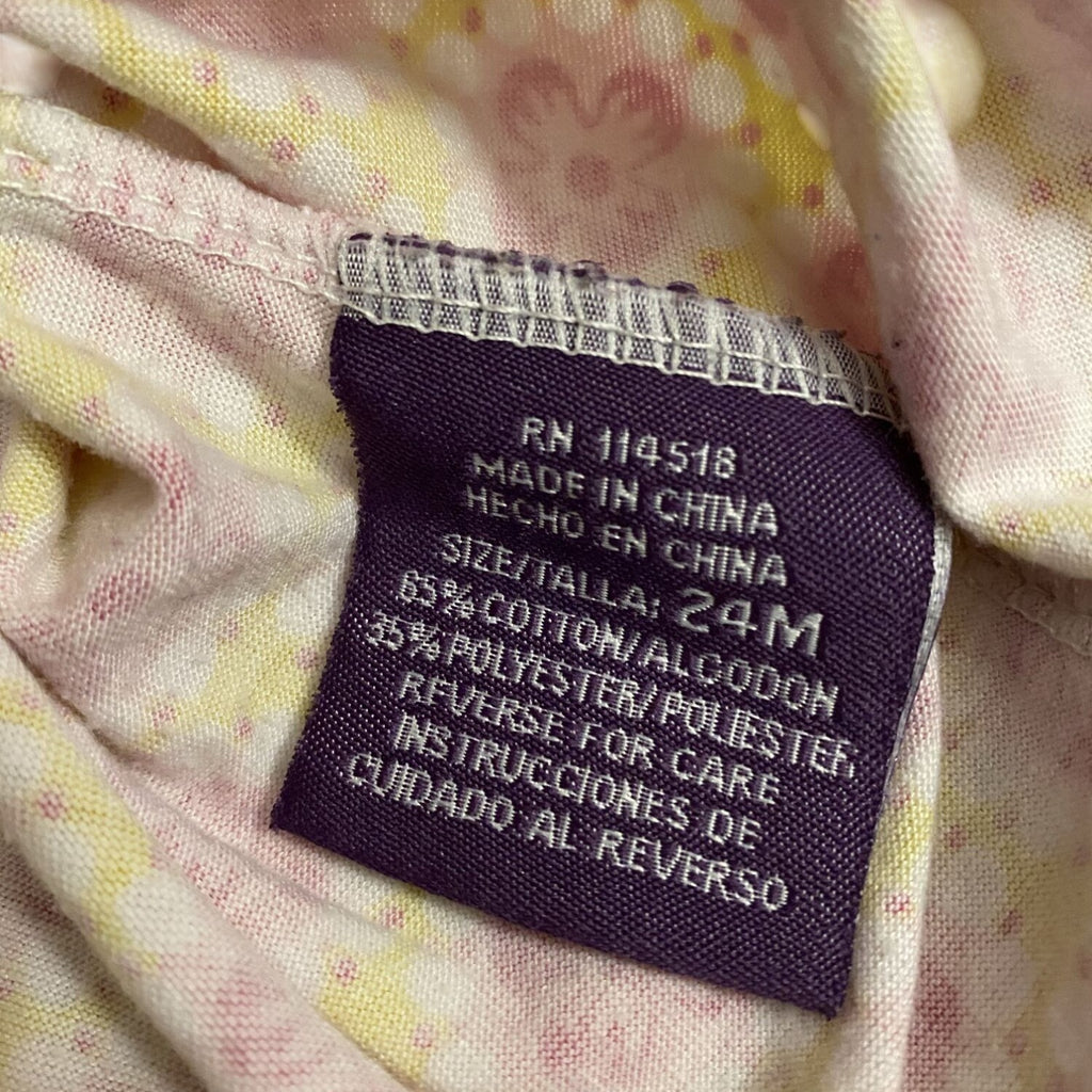 Coney Island Girls Pink Lace & Floral Print Baby Shirt Size 24M Short Sleeve