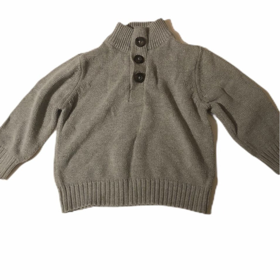 The Childrens Place Baby Girl Gray Knit Sweater 12-18 Months Button Up Collar