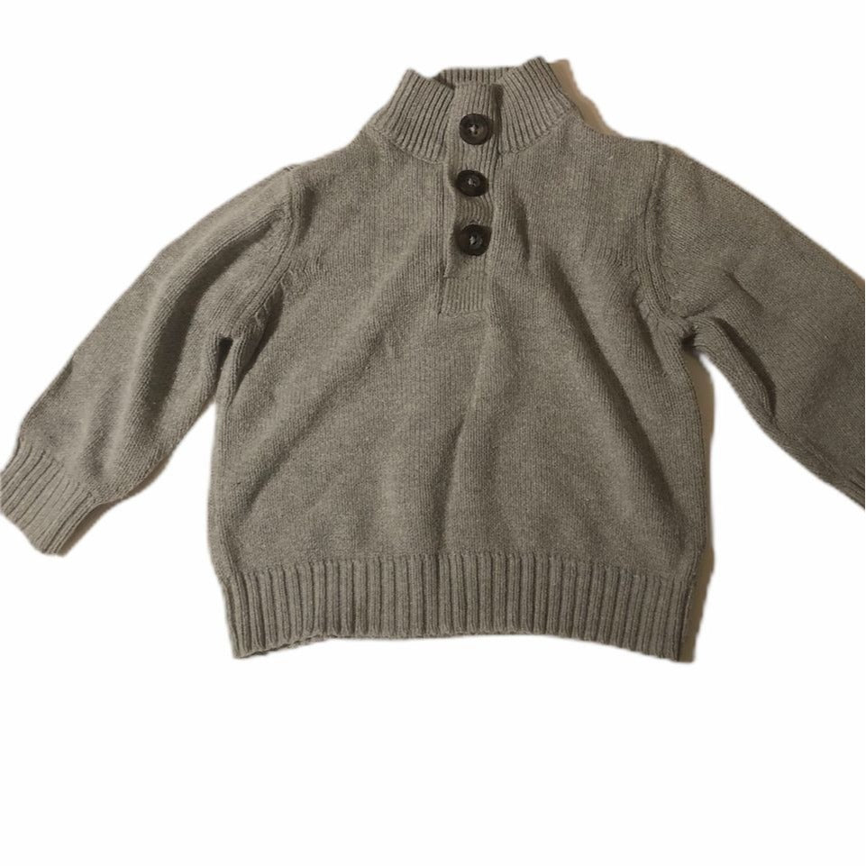 The Childrens Place Baby Girl Gray Knit Sweater 12-18 Months Button Up Collar