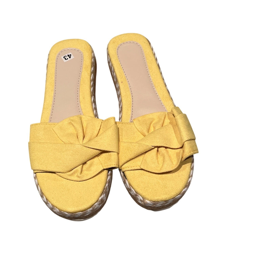 Yellow Bow Knot Slip-On Espadrille Platform Sandals Slippers Women's US 11/ EU 43