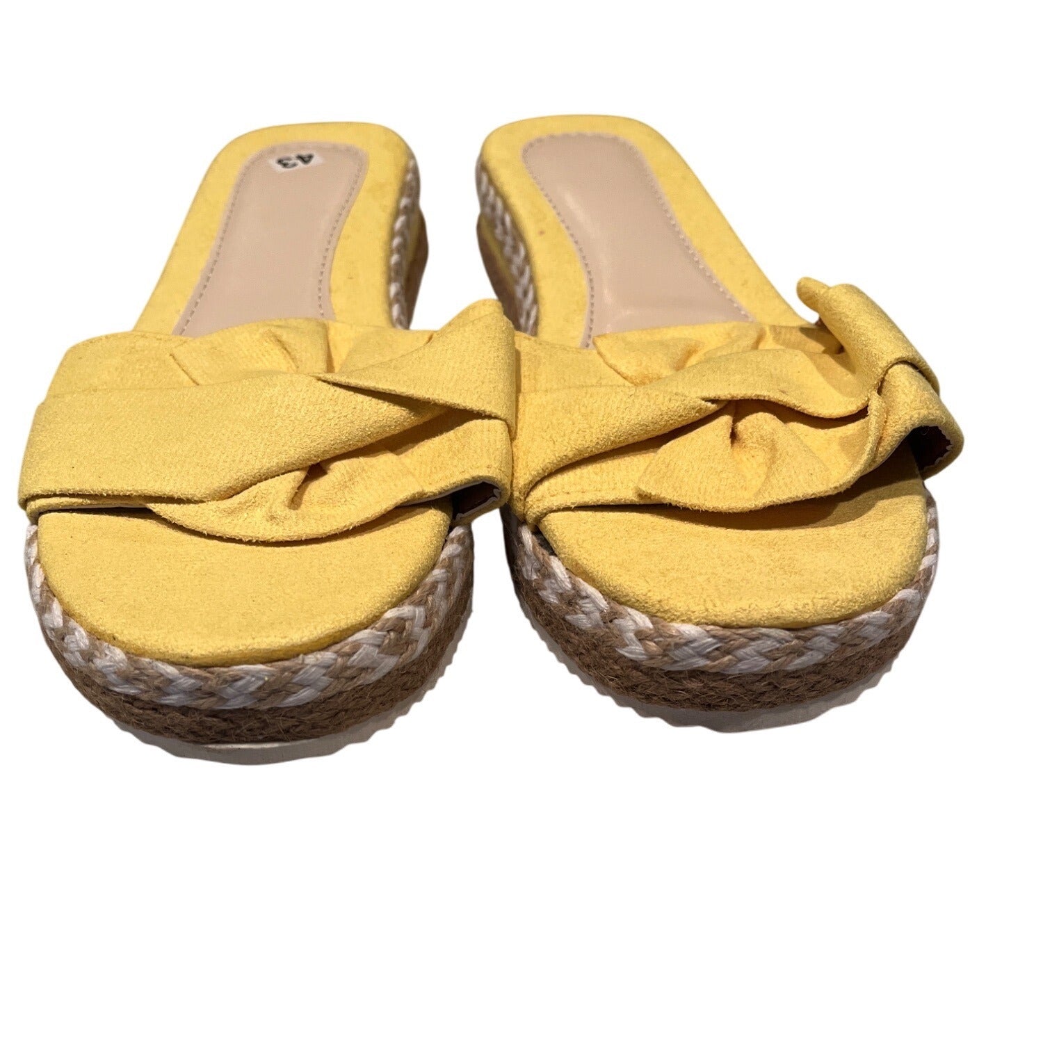 Yellow Bow Knot Slip-On Espadrille Platform Sandals Slippers Women's US 11/ EU 43