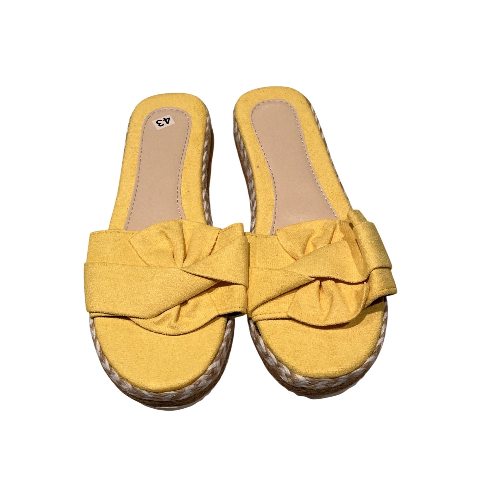 Yellow Bow Knot Slip-On Espadrille Platform Sandals Slippers Women's US 11/ EU 43