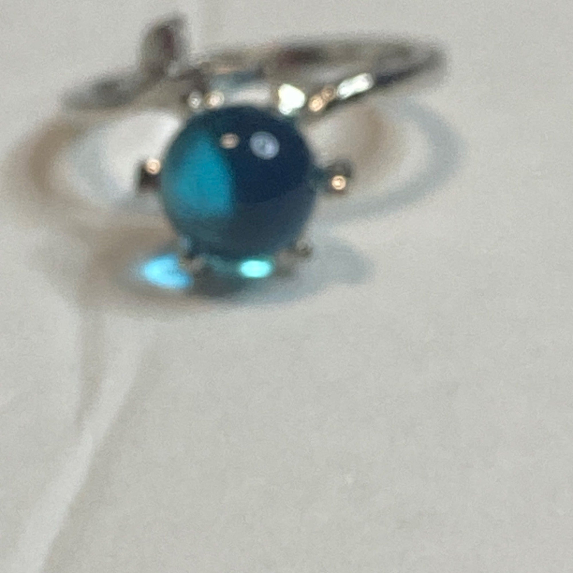 Silver Mermaid Bubble Ring With Adjustable Band Blue Crystal Centerpiece Women