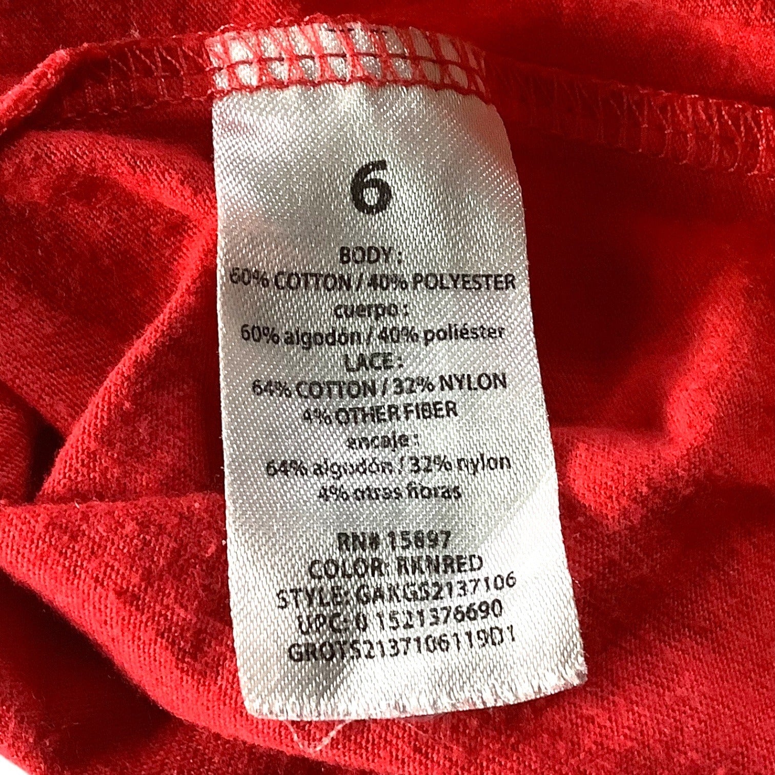 Garanimals Girls Dolman Funtastic Rainbow Heart Shirt Red Size 6 Lace Detail