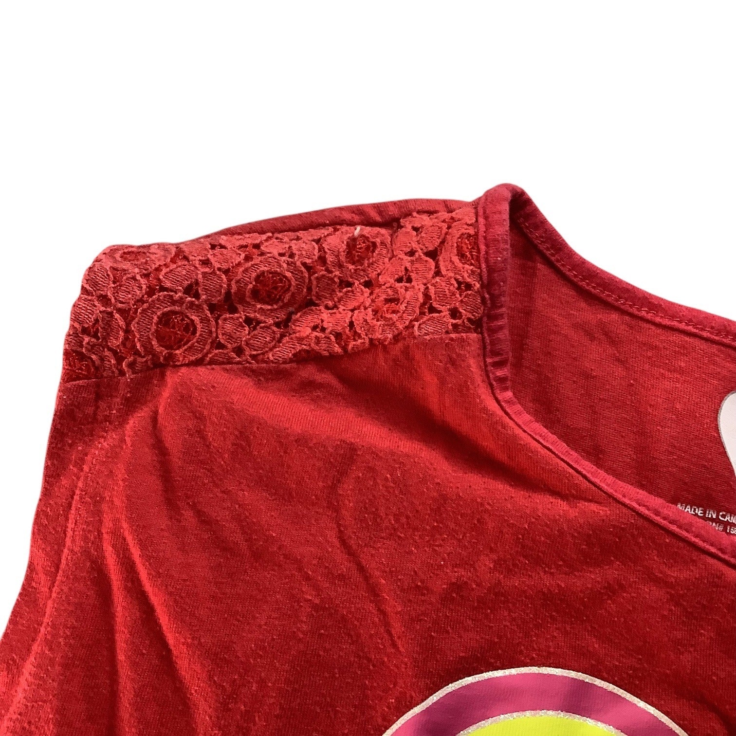 Garanimals Girls Dolman Funtastic Rainbow Heart Shirt Red Size 6 Lace Detail