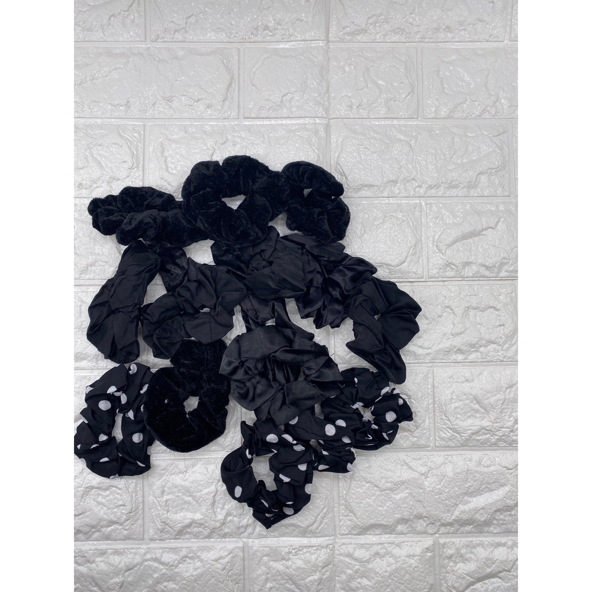 16pc Hair Scrunchies Velvet & Silk Polka Dot Hair Ties Elastic Ponytail Holders