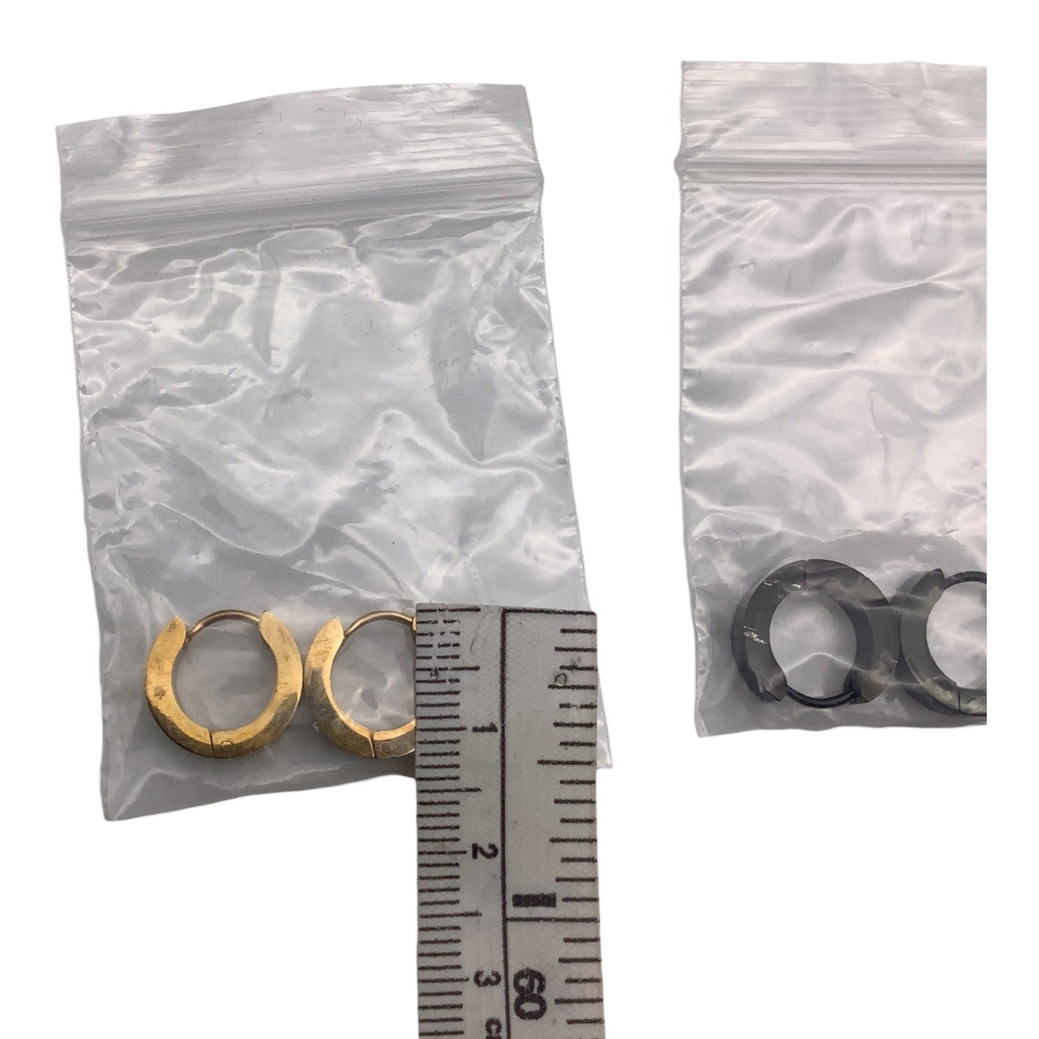 Stainless Steel Men's Classic Huggie Hoop Earrings Set Black Gold Silver