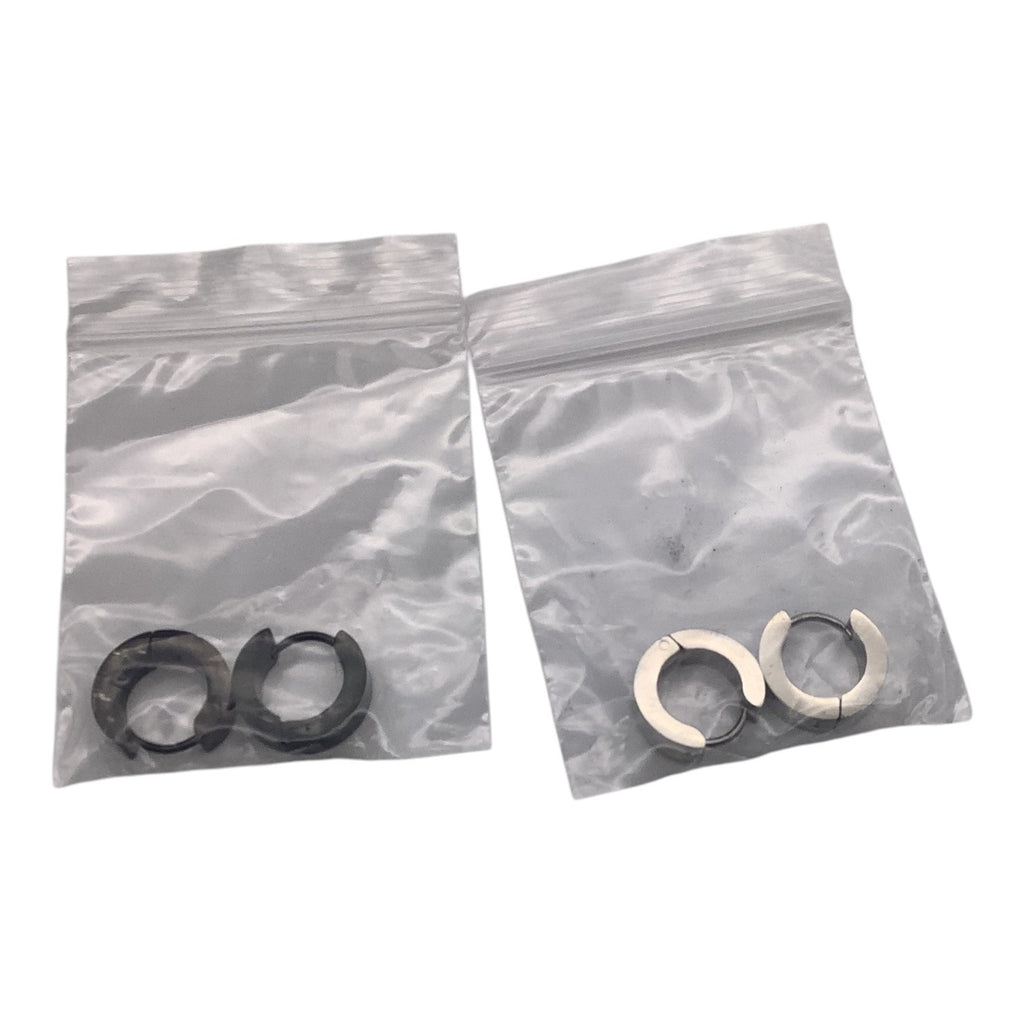 Stainless Steel Men's Classic Huggie Hoop Earrings Set Black Gold Silver