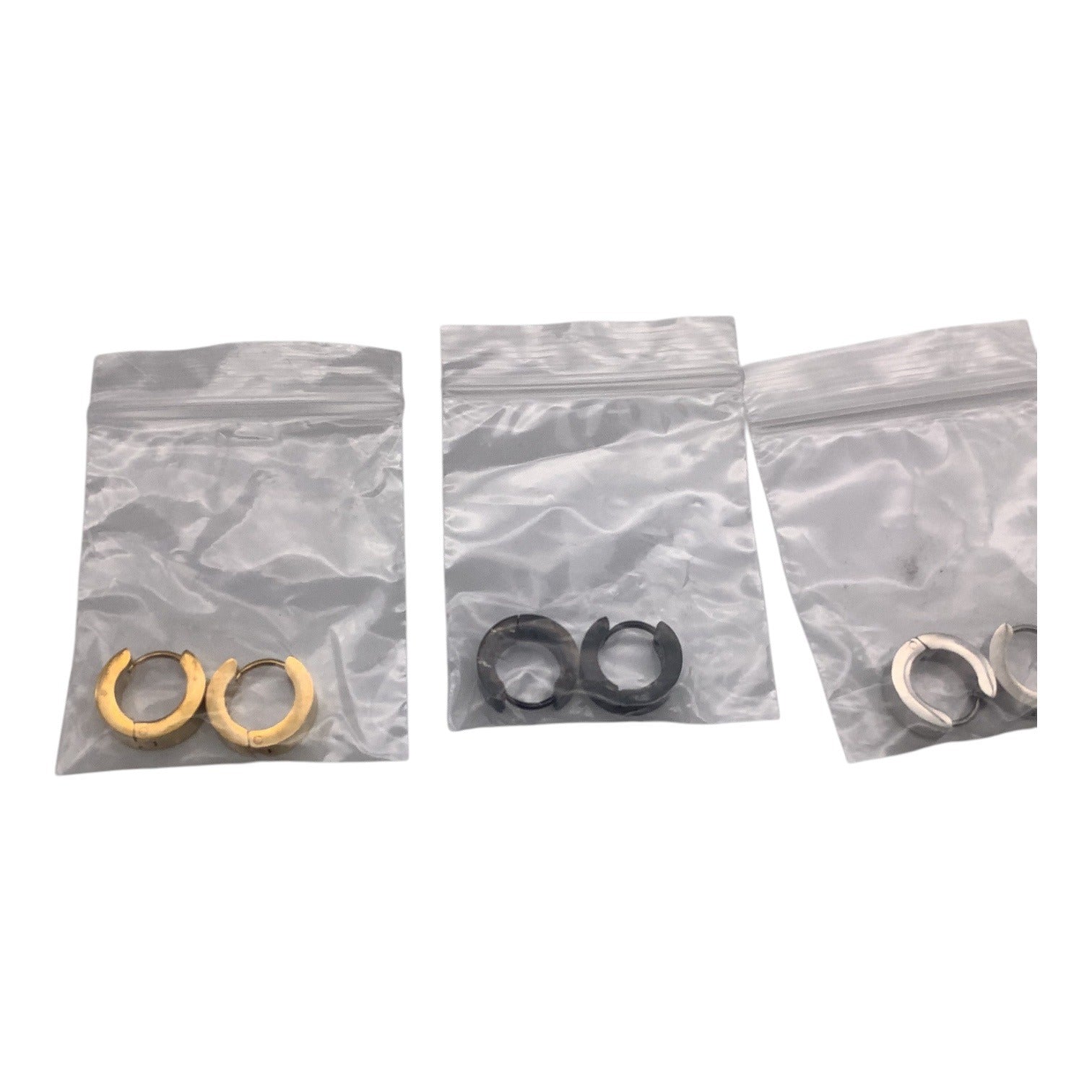 Stainless Steel Men's Classic Huggie Hoop Earrings Set Black Gold Silver