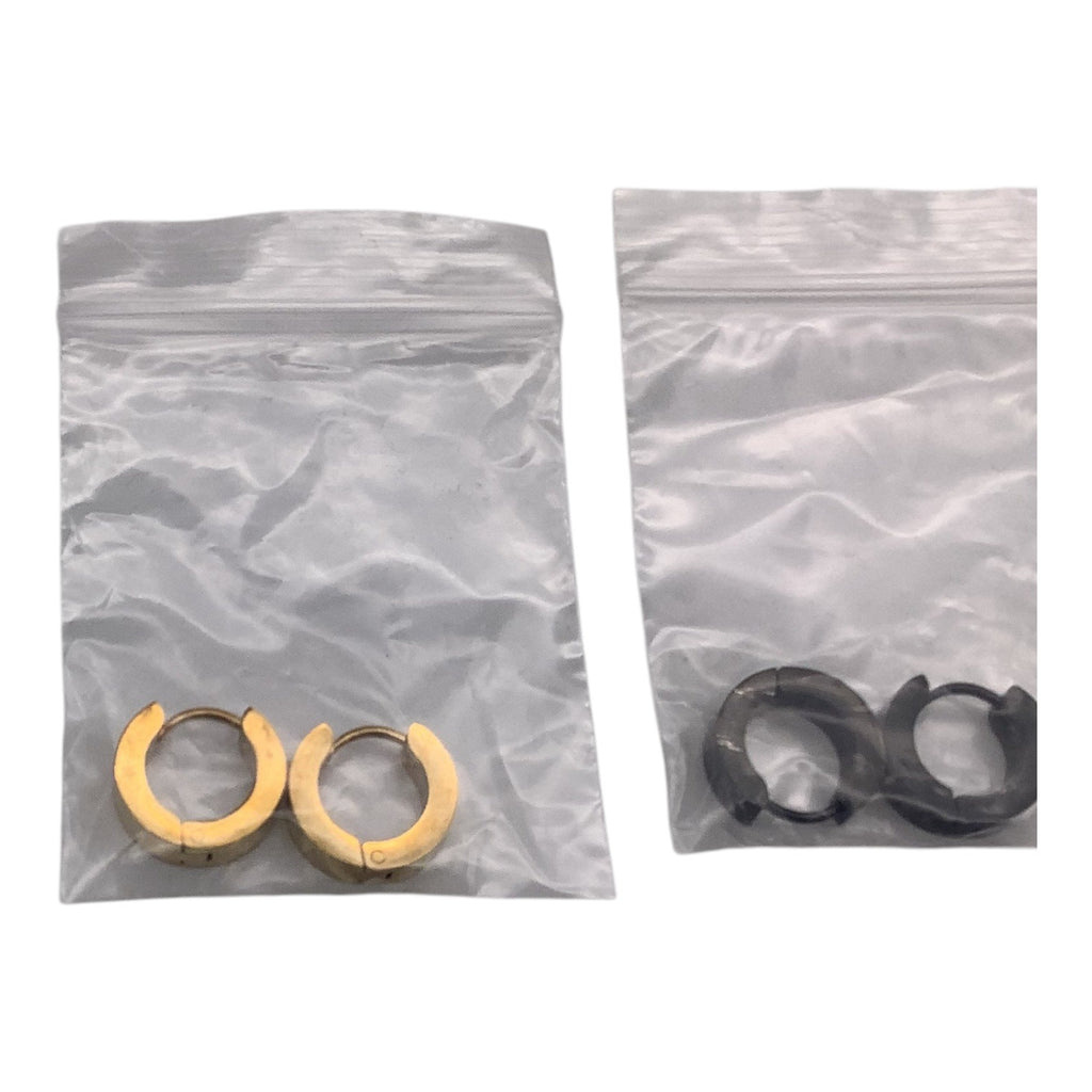 Stainless Steel Men's Classic Huggie Hoop Earrings Set Black Gold Silver