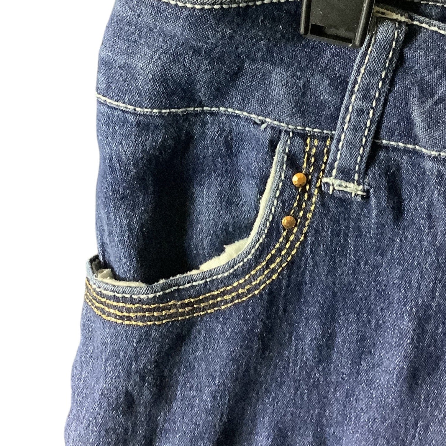 Pink Kiss Girls Distressed Denim Jeans Size 12 Blue Slim Fit Button & Zipper Closure