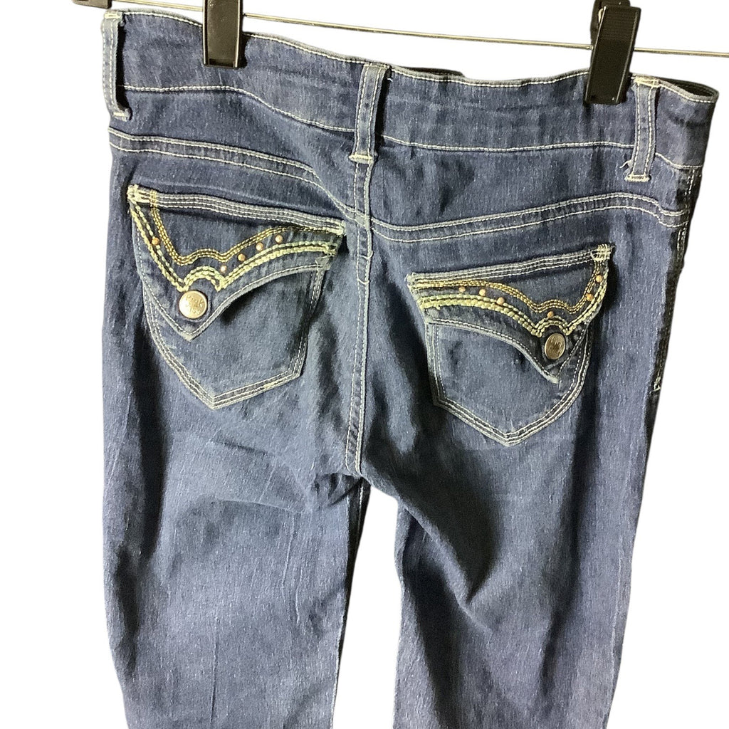 Pink Kiss Girls Distressed Denim Jeans Size 12 Blue Slim Fit Button & Zipper Closure