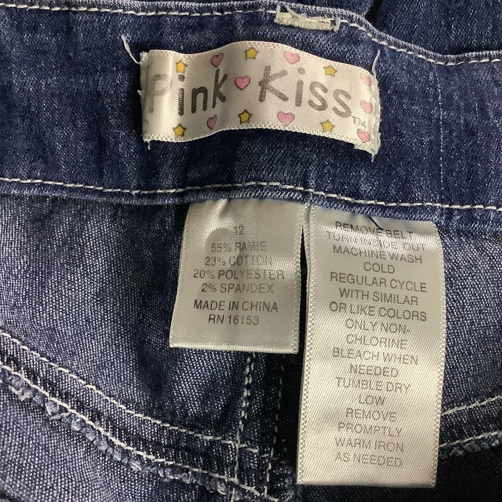 Pink Kiss Girls Distressed Denim Jeans Size 12 Blue Slim Fit Button & Zipper Closure