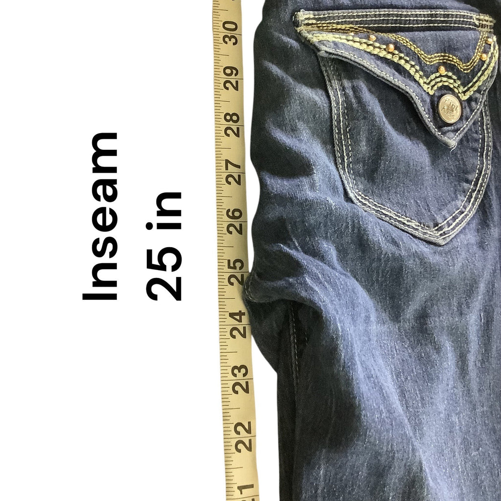 Pink Kiss Girls Distressed Denim Jeans Size 12 Blue Slim Fit Button & Zipper Closure