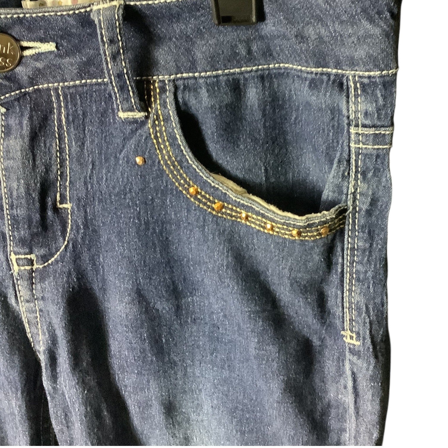 Pink Kiss Girls Distressed Denim Jeans Size 12 Blue Slim Fit Button & Zipper Closure