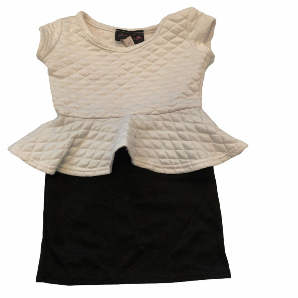 Kids Can’t Miss Baby Girls 12M White Quilted Peplum Dress & Black Skirt Combo