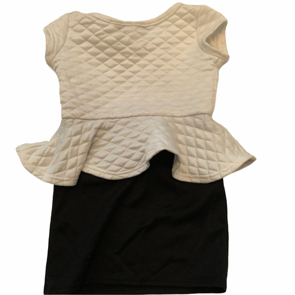 Kids Can’t Miss Baby Girls 12M White Quilted Peplum Dress & Black Skirt Combo