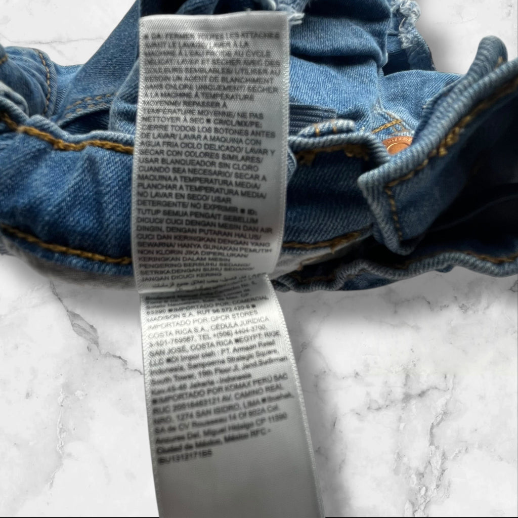 Old Navy Toddler Girls 4T Adjustable Denim Daisy-Embroidered Frayed Hem Shorts