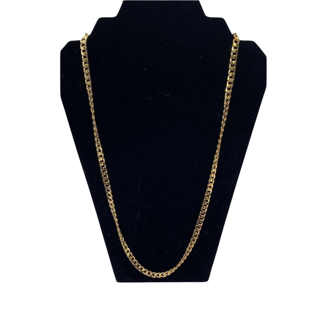 Chunky Gold Tone Curb Chain Necklace 28 Inches Fashion Jewelry Unisex