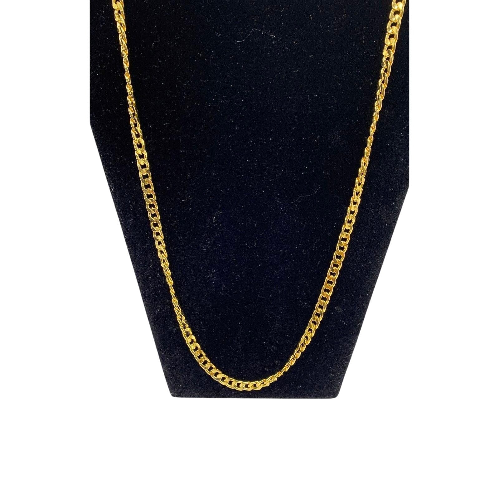 Chunky Gold Tone Curb Chain Necklace 28 Inches Fashion Jewelry Unisex