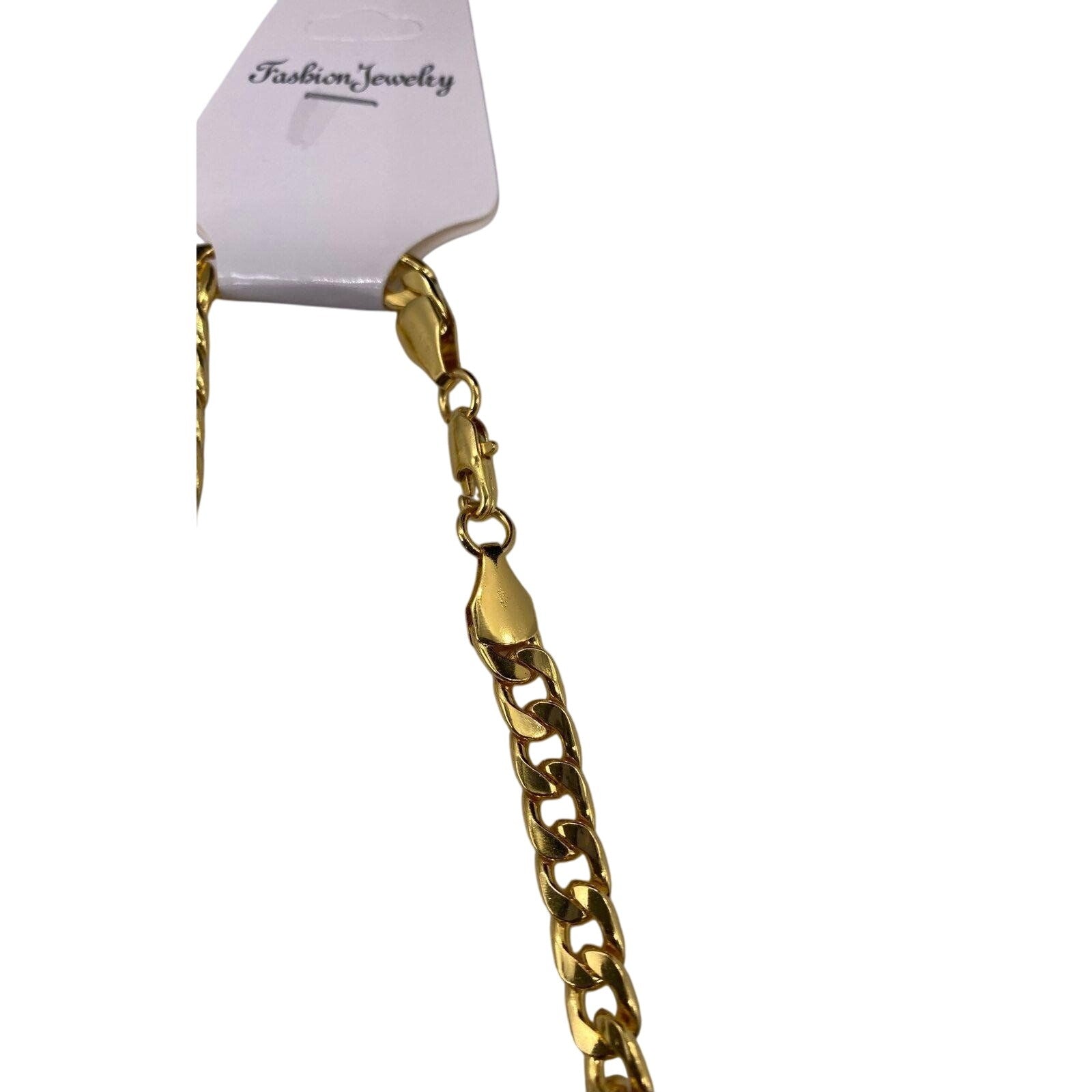 Chunky Gold Tone Curb Chain Necklace 28 Inches Fashion Jewelry Unisex