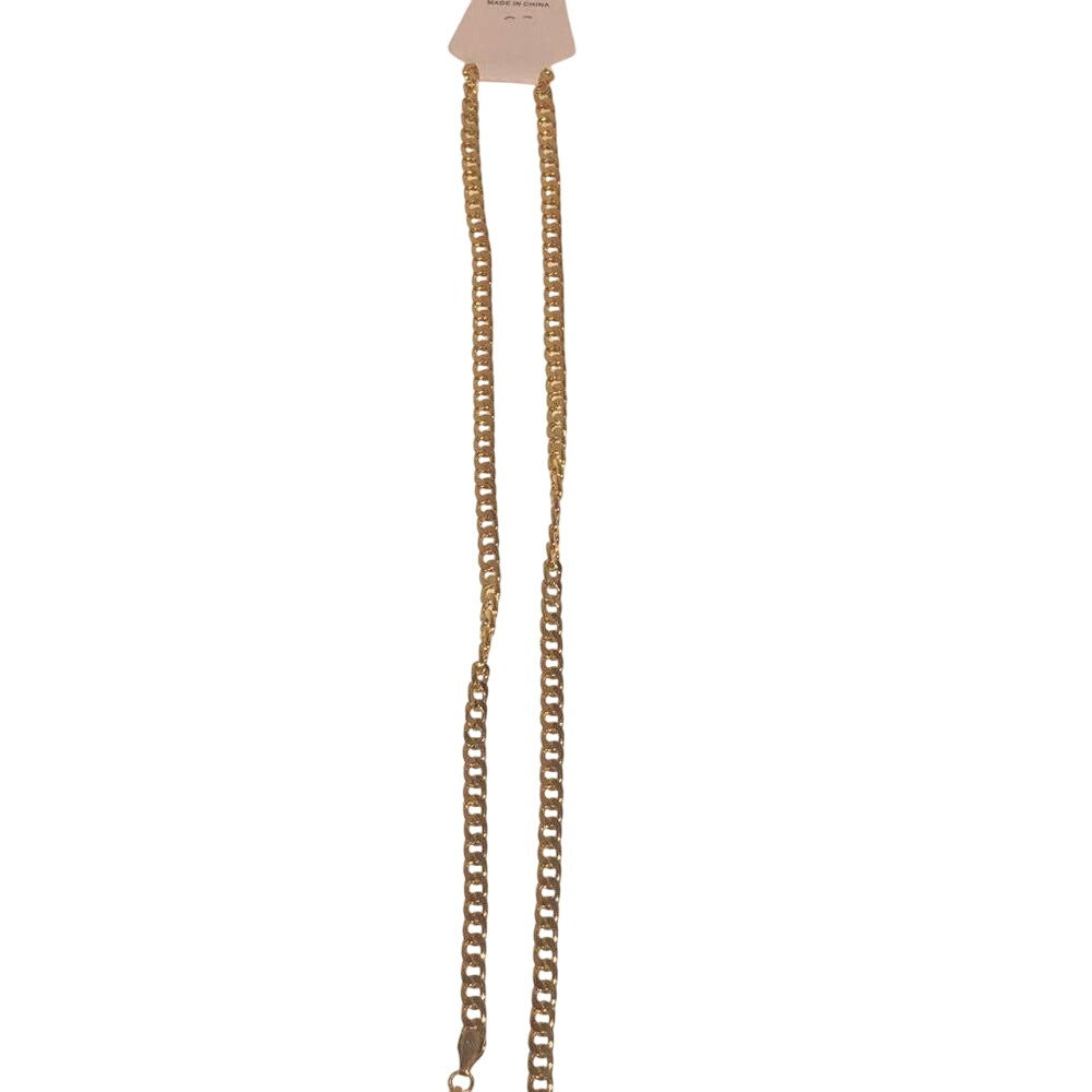 Chunky Gold Tone Curb Chain Necklace 28 Inches Fashion Jewelry Unisex