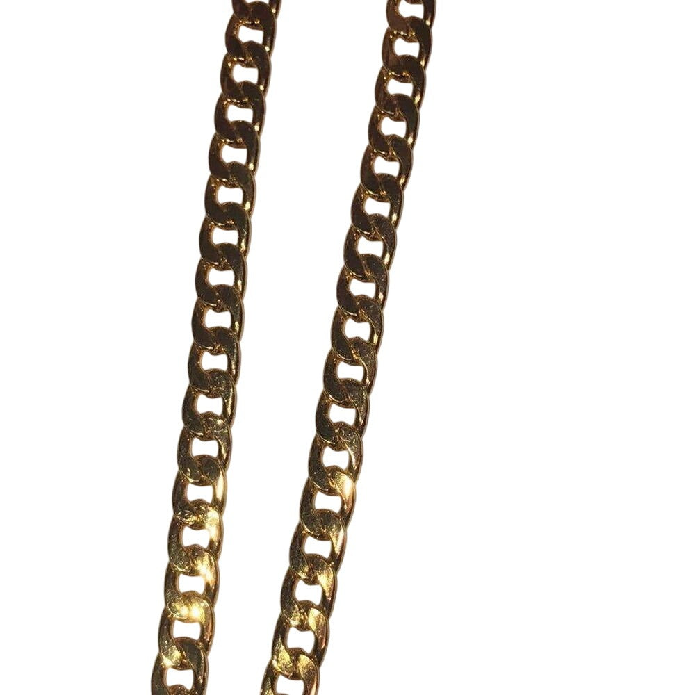 Chunky Gold Tone Curb Chain Necklace 28 Inches Fashion Jewelry Unisex