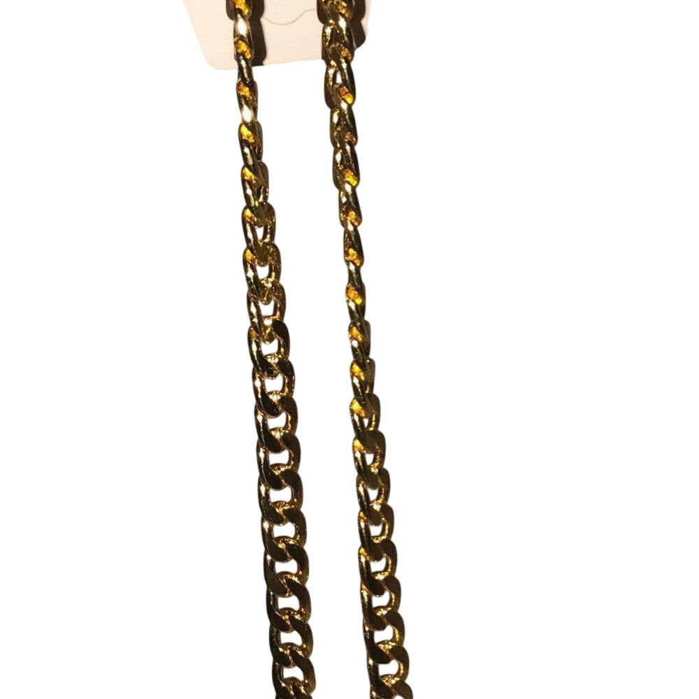 Chunky Gold Tone Curb Chain Necklace 28 Inches Fashion Jewelry Unisex