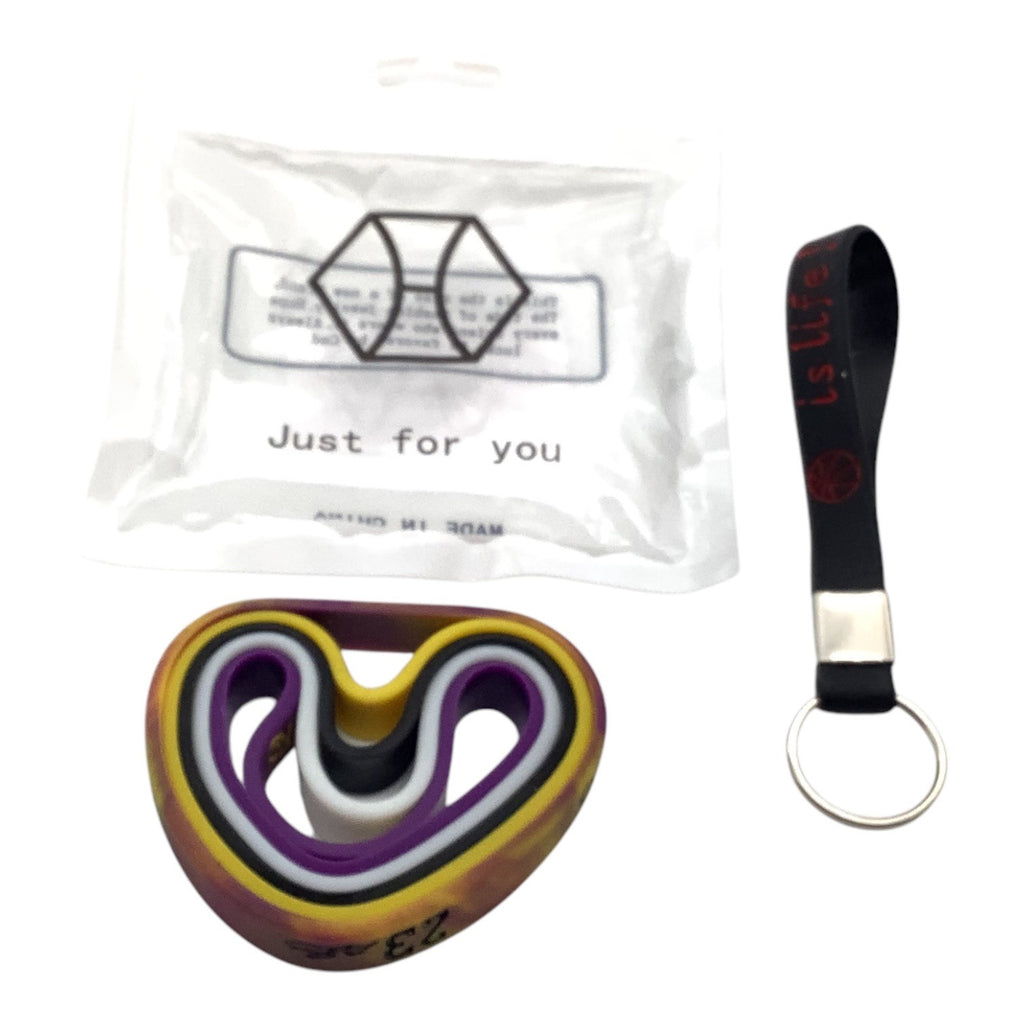 Adjustable Silicone Lakers 23 LeBron James Wristband & Keychain Set