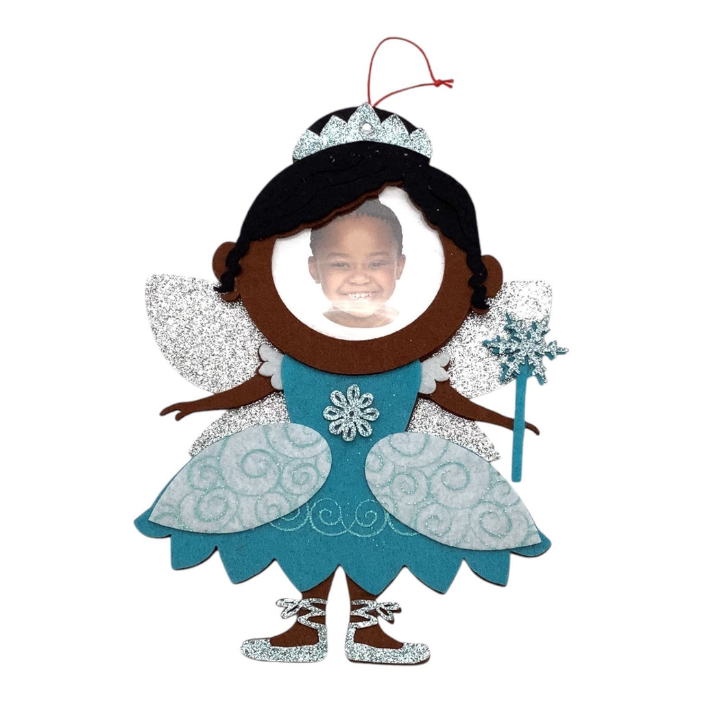8" Princess Felt Fairy Photo Frame Christmas Ornament With Glitter Wings & Wand