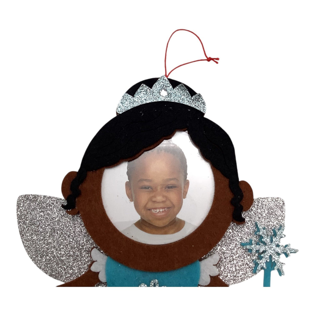 8" Princess Felt Fairy Photo Frame Christmas Ornament With Glitter Wings & Wand