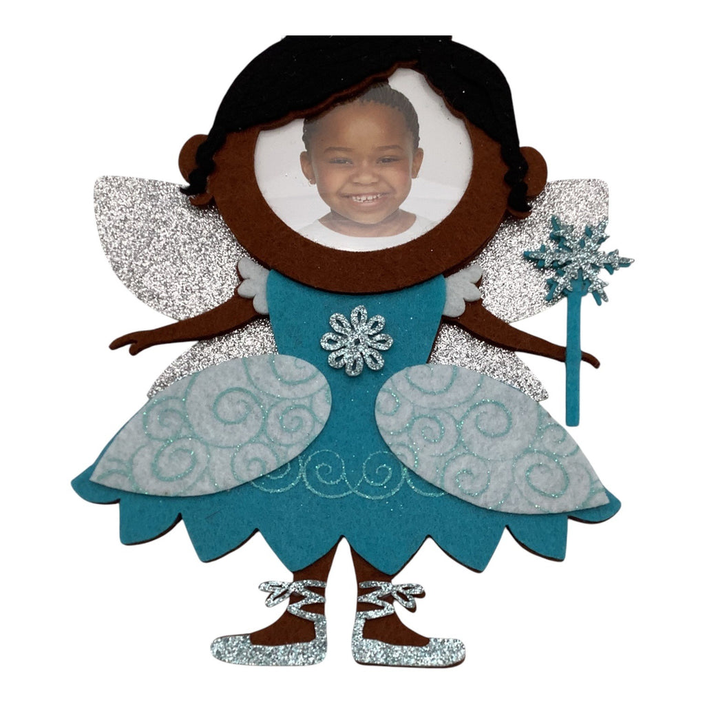 8" Princess Felt Fairy Photo Frame Christmas Ornament With Glitter Wings & Wand