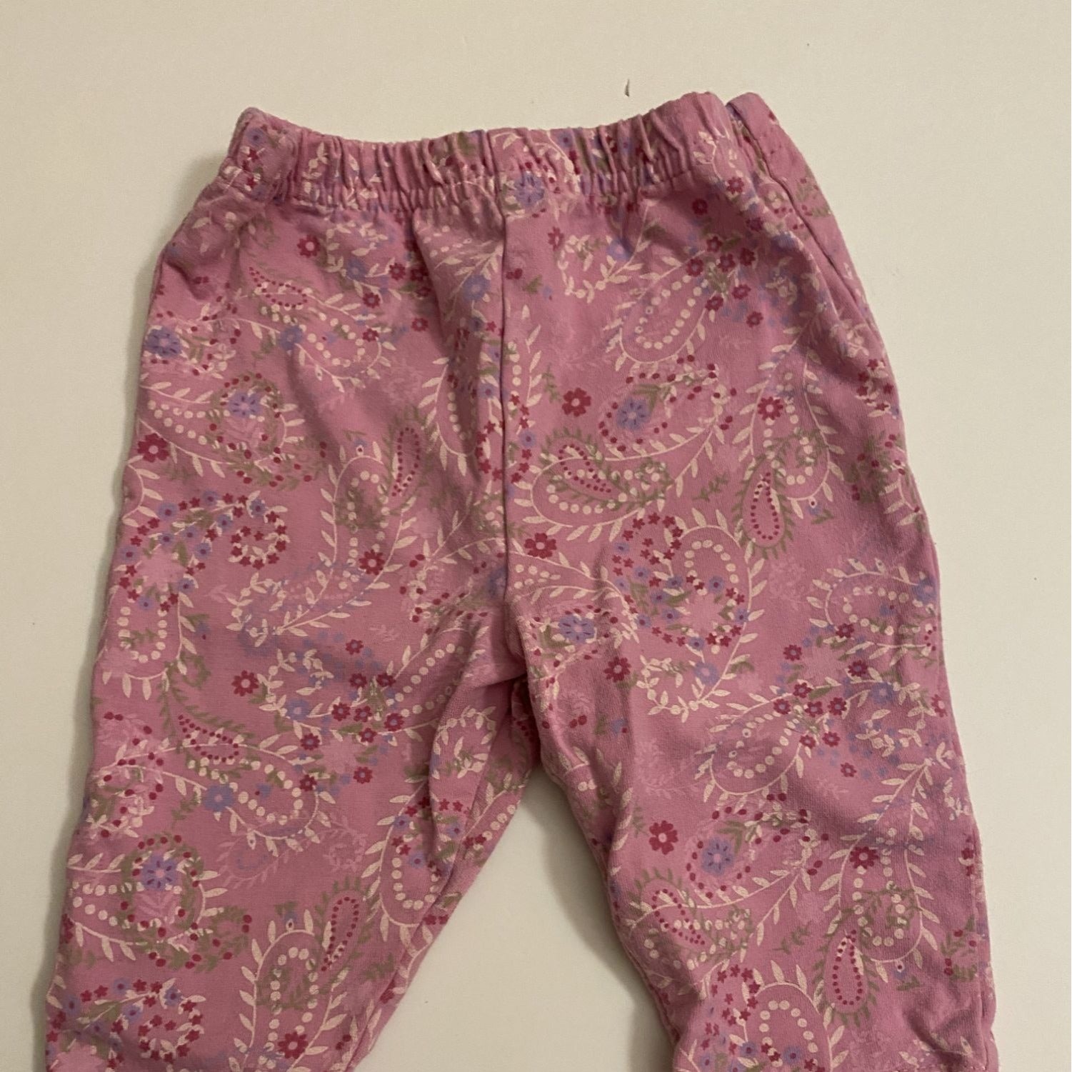 Disney Baby Girl Pink Floral Patterned Pants Size 0-3 Months Soft Elastic Waist