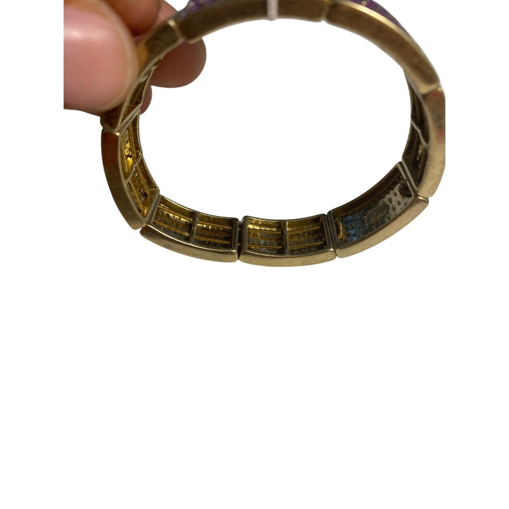 Lia Sophia Retired Purple Rhythmic Stretch Bracelet Geometric Pattern Gold Accents