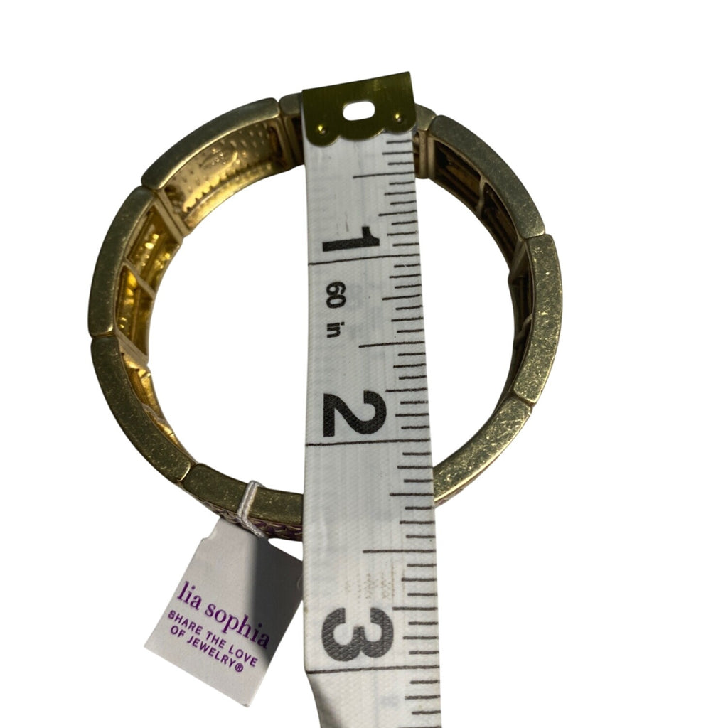 Lia Sophia Retired Purple Rhythmic Stretch Bracelet Geometric Pattern Gold Accents