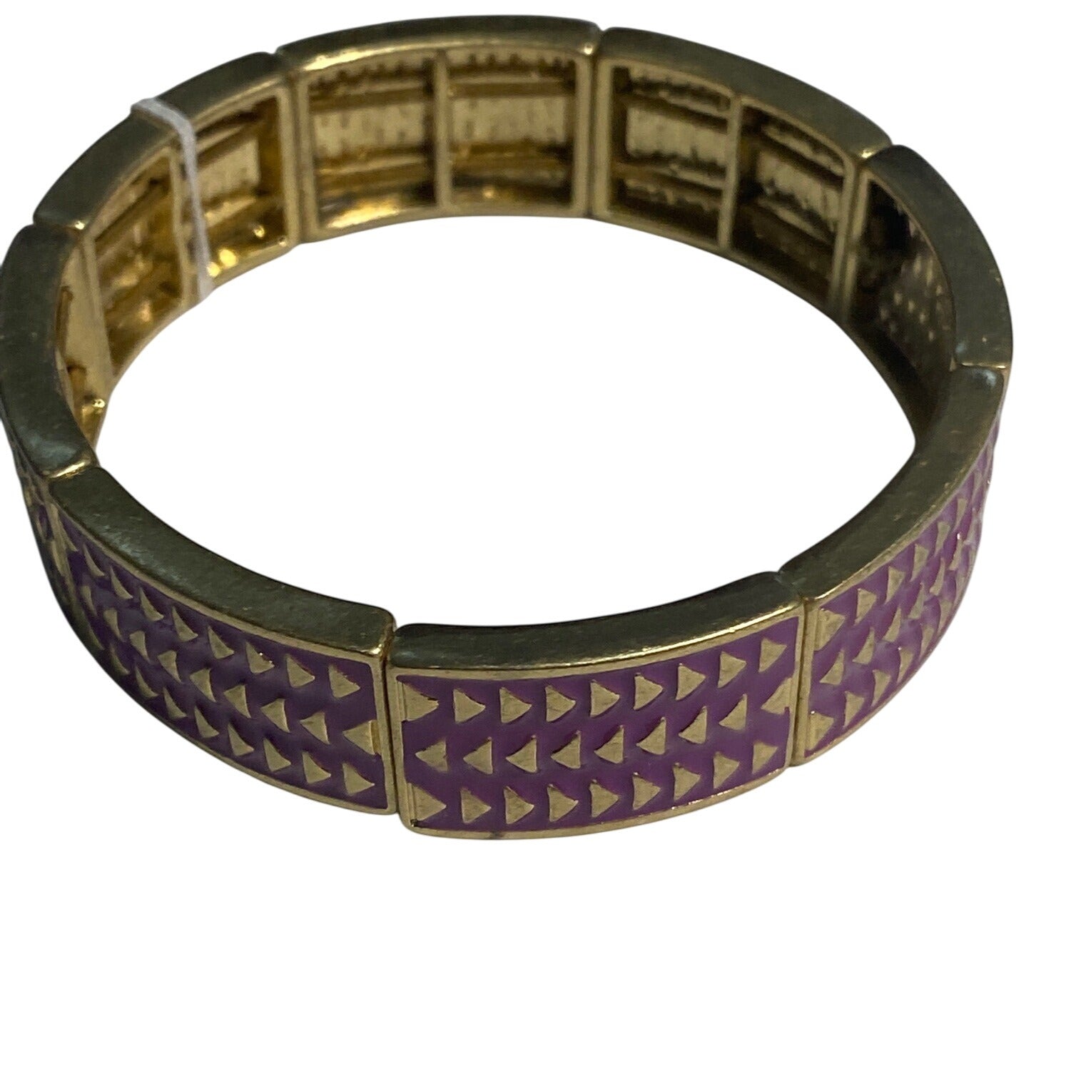 Lia Sophia Retired Purple Rhythmic Stretch Bracelet Geometric Pattern Gold Accents