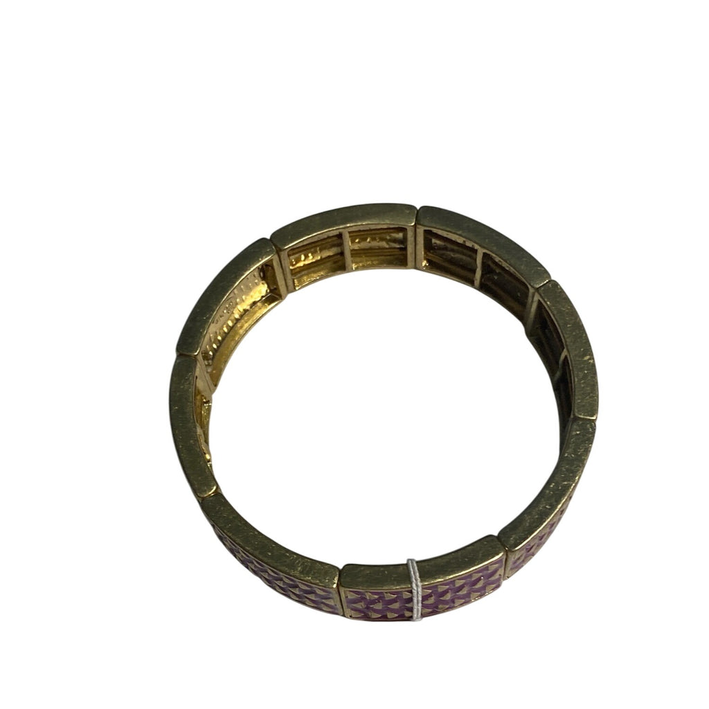 Lia Sophia Retired Purple Rhythmic Stretch Bracelet Geometric Pattern Gold Accents