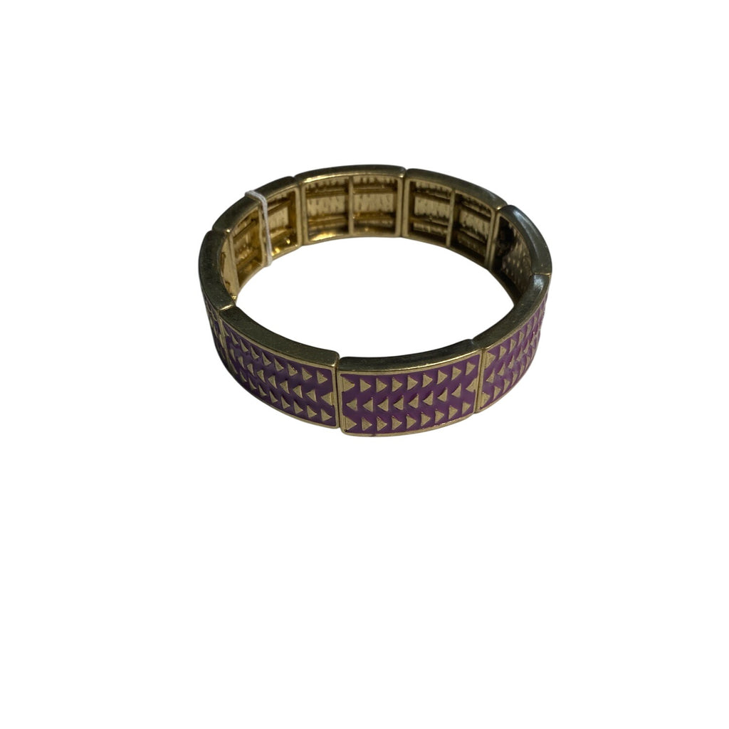 Lia Sophia Retired Purple Rhythmic Stretch Bracelet Geometric Pattern Gold Accents