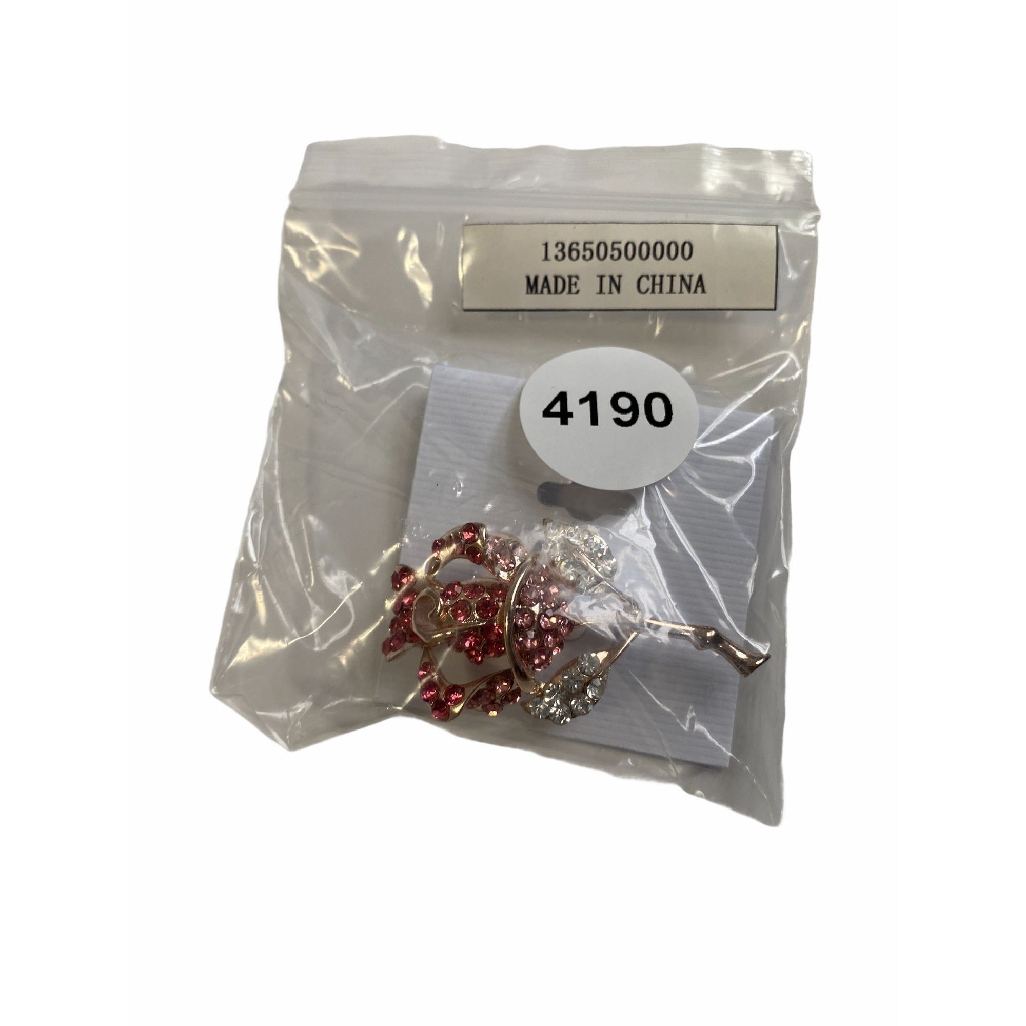 Crystal Rose Brooch Pin With Pink & Clear Austrian Crystals Rose Gold Plated