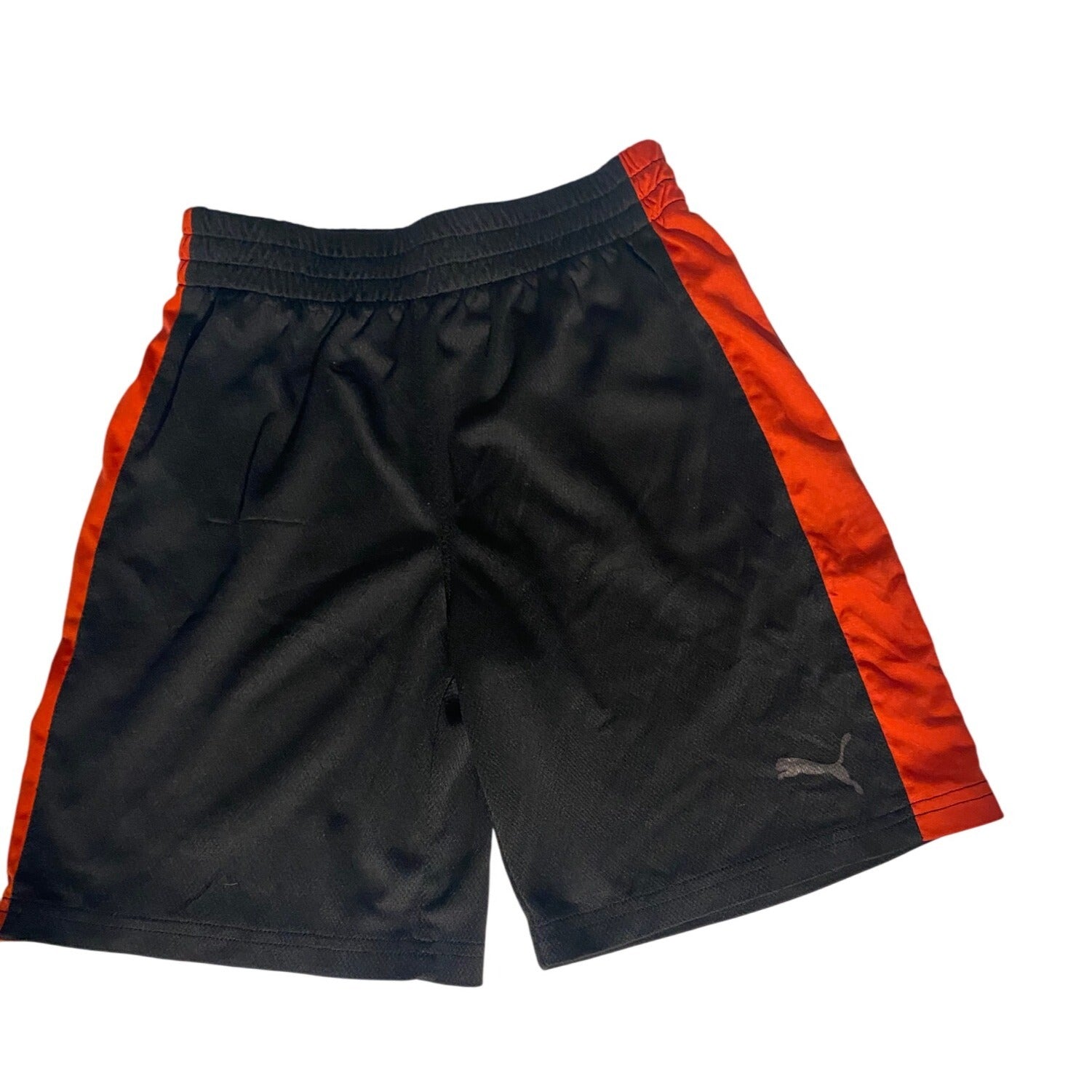 Puma Boys Athletic Shorts Size 7 Black & Red Elastic Waist Active 100% Polyester