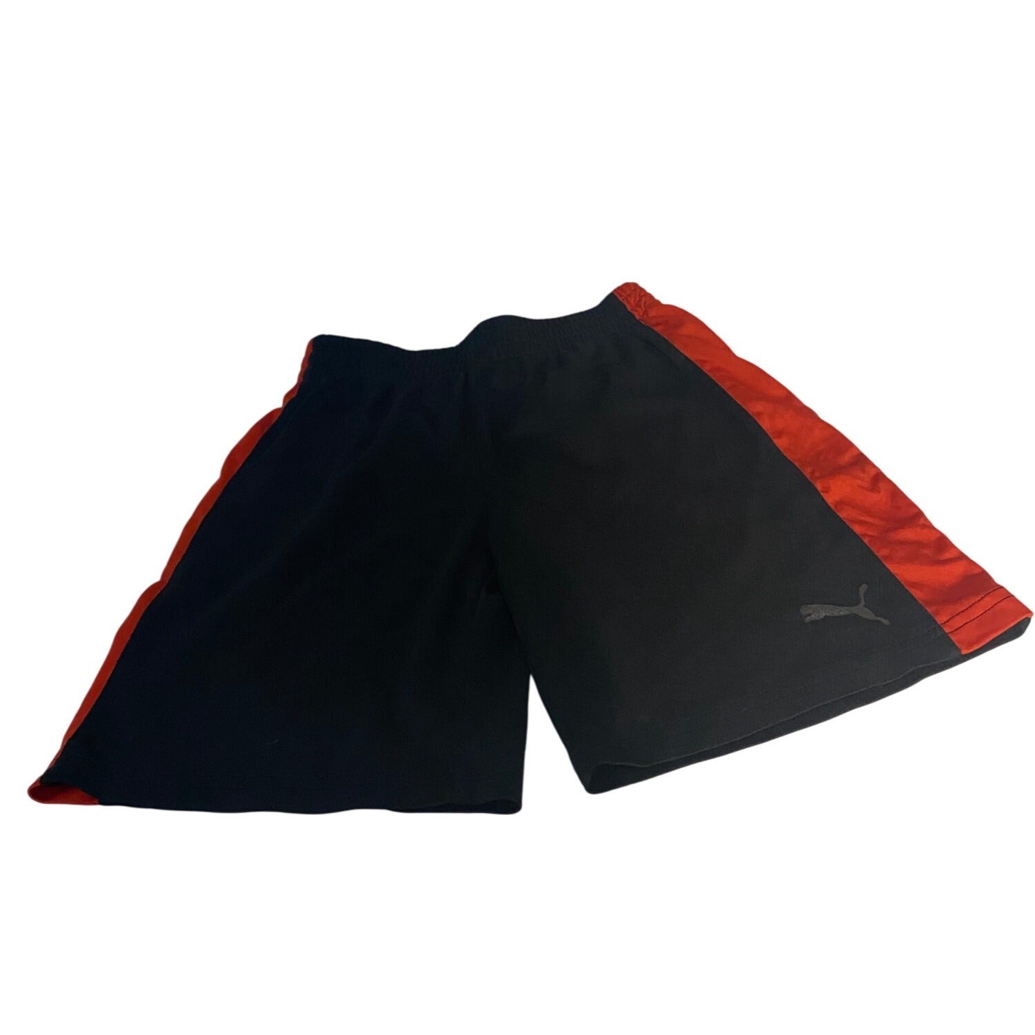 Puma Boys Athletic Shorts Size 7 Black & Red Elastic Waist Active 100% Polyester