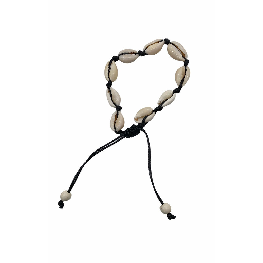 Cowrie Shell Adjustable Anklet Bracelet With Black Cord For Girls