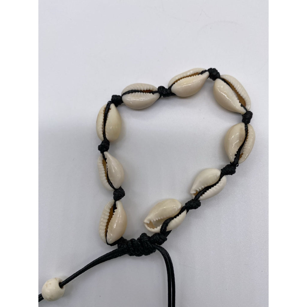 Cowrie Shell Adjustable Anklet Bracelet With Black Cord For Girls